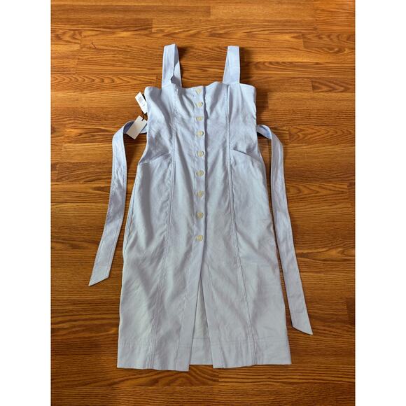 Aritzia Babaton baby blue Kofi Belted Button-Front Dress size 4 / small - Picture 9 of 12